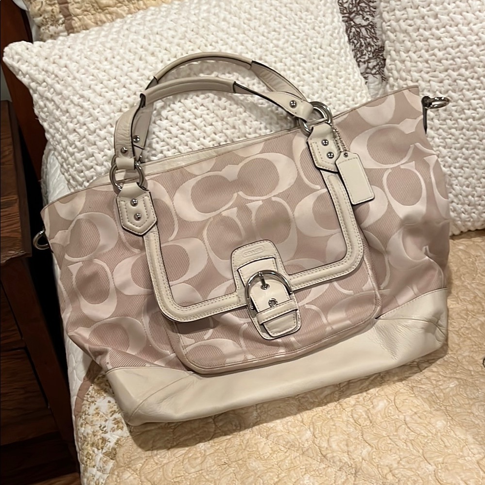 Coach Beige Signature Tote Bag
